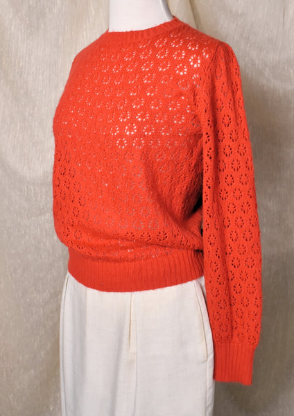 1970s Red Open Knit Sweater