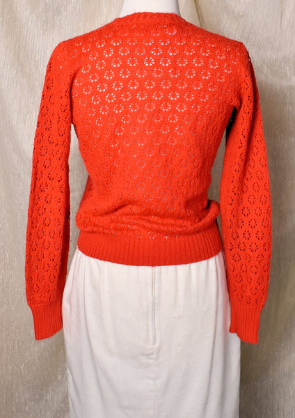 1970s Red Open Knit Sweater