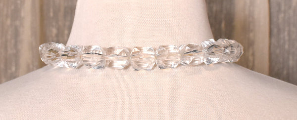 Clear Faceted Bead Elastic Necklace