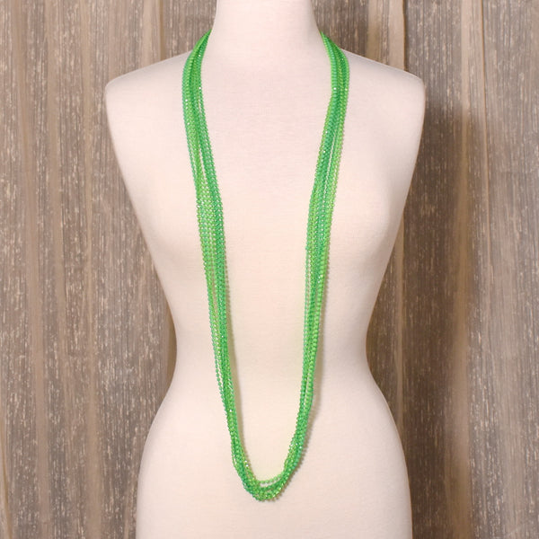 Extra Long 8 Strand Lime Green Necklace