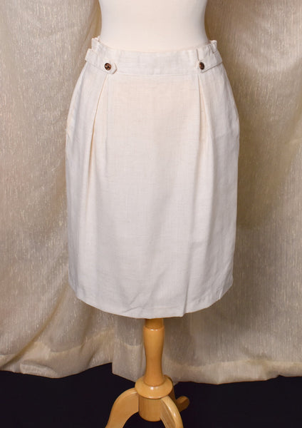 1980s Off White Button Pencil Skirt