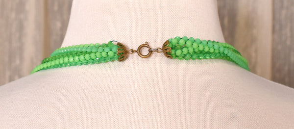 Extra Long 8 Strand Lime Green Necklace