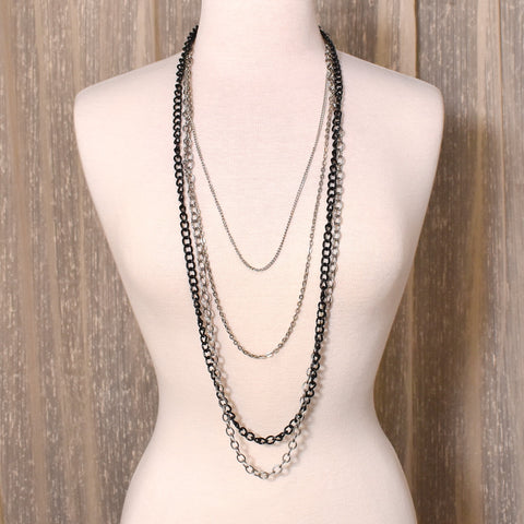 Heavy Metal 4 Strand Chain Necklace