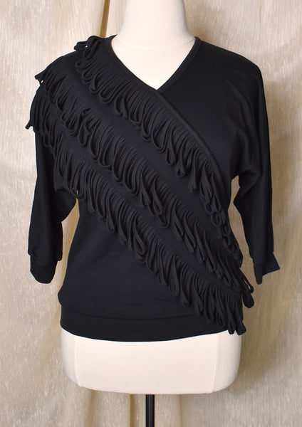 1980s Black Fringe Heavy Metal Top