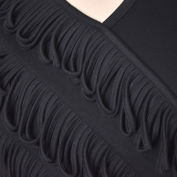 1980s Black Fringe Heavy Metal Top