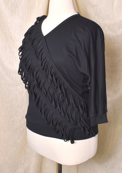 1980s Black Fringe Heavy Metal Top