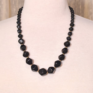 Black & Gold Graduated Funky Bead Necklace