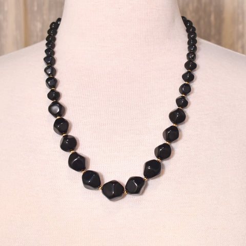 Black & Gold Graduated Funky Bead Necklace