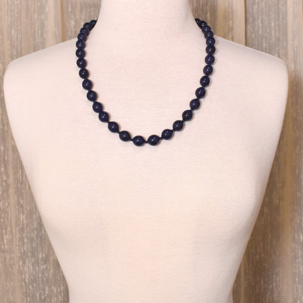 NWT Navy Blue & Black Bead Necklace