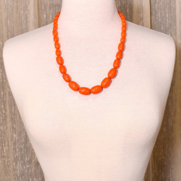 Orange & Gold Oval Bead Necklace