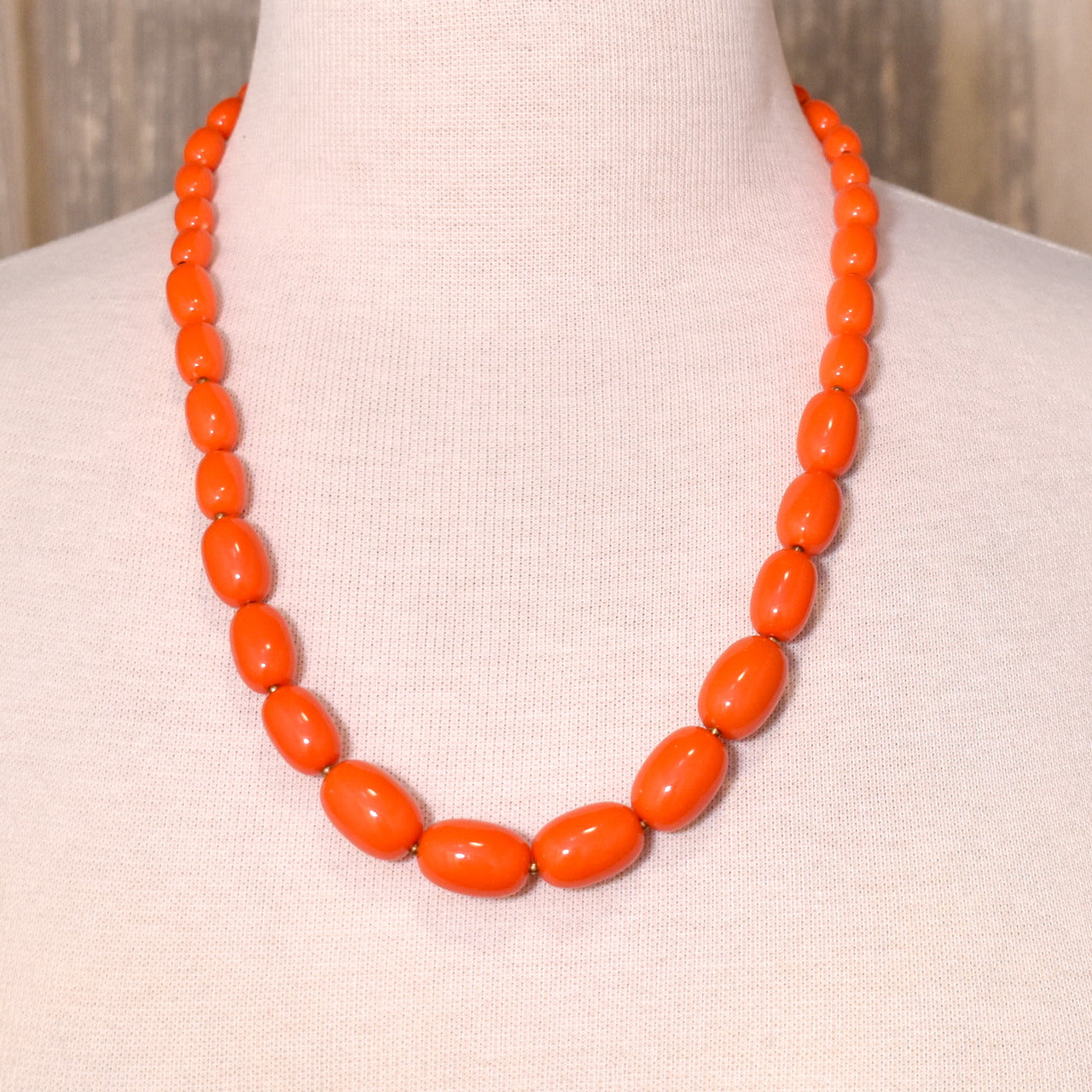 Orange & Gold Oval Bead Necklace