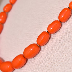 Orange & Gold Oval Bead Necklace