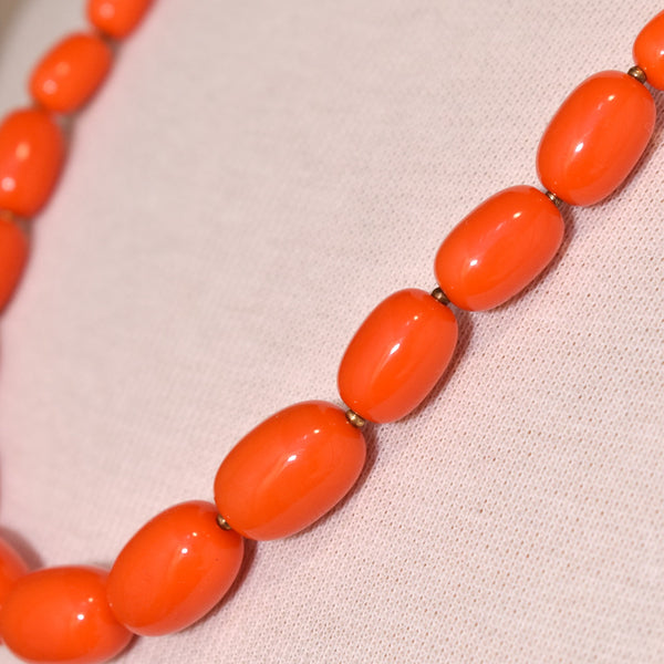 Orange & Gold Oval Bead Necklace