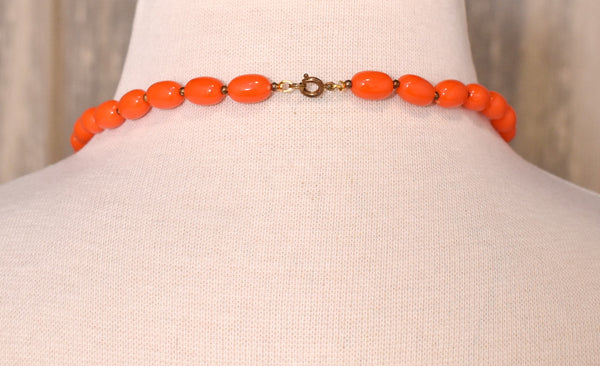 Orange & Gold Oval Bead Necklace