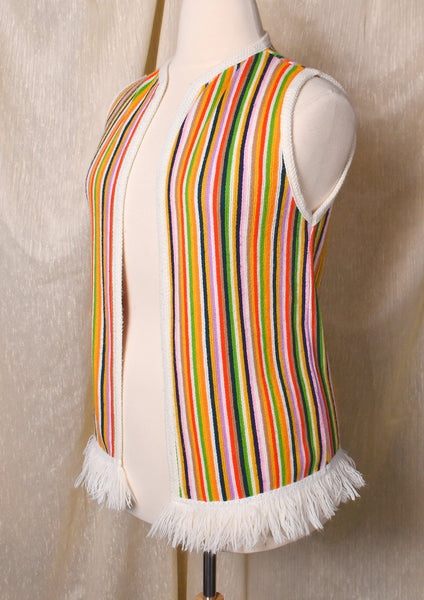 1970s Colorful Striped Sweater Vest