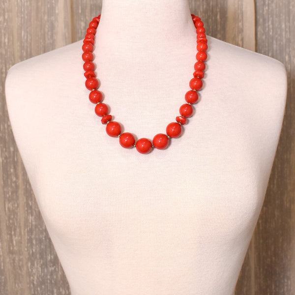 Red & Gold Graduated Bead Necklace