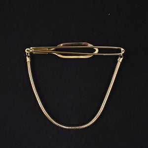 Oval Gold Tie Bar Slide with Chain