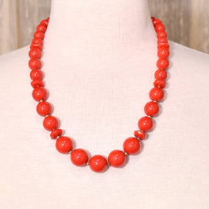 Red & Gold Graduated Bead Necklace