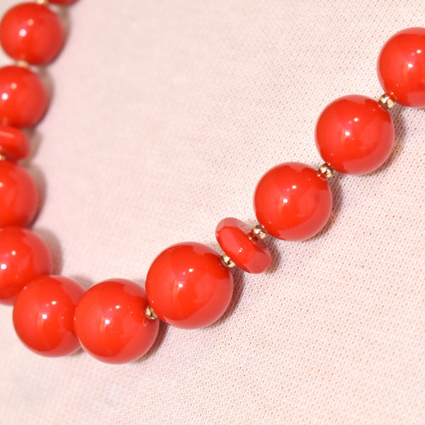 Red & Gold Graduated Bead Necklace