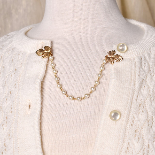 Pearl Chain & Leaf Sweater Clips