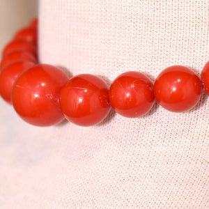 Short Graduated Red Bead Necklace