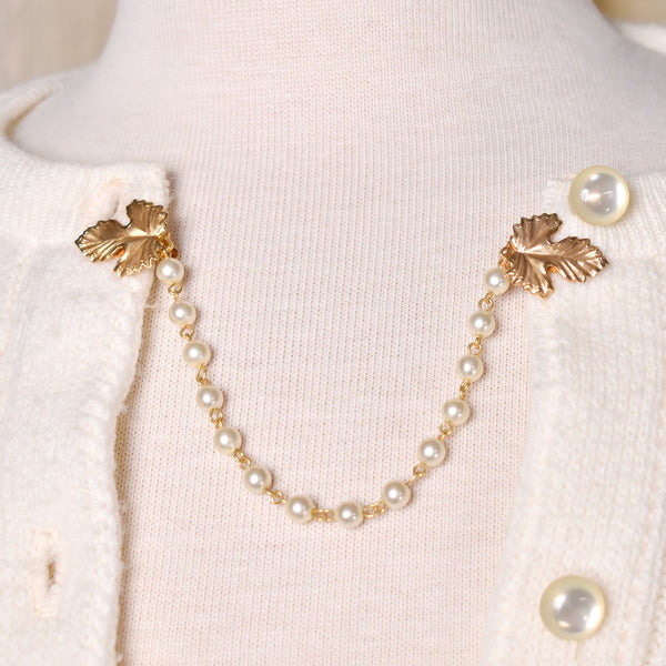 Pearl Chain & Leaf Sweater Clips