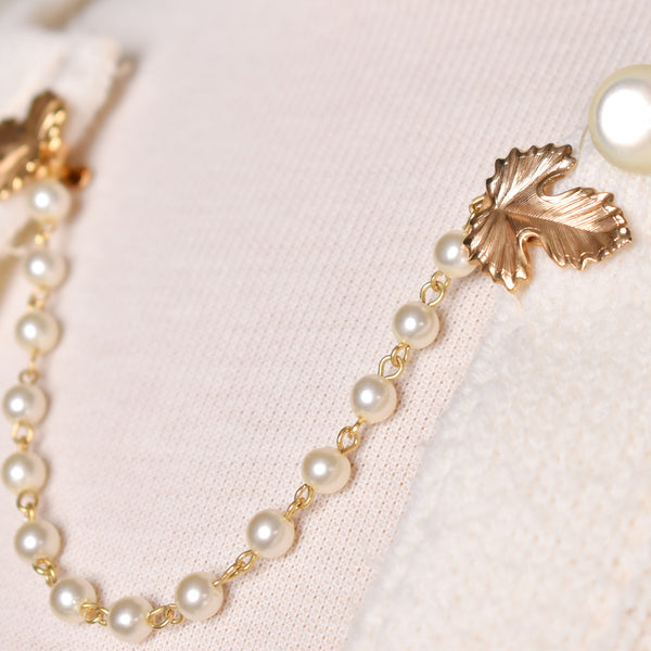 Pearl Chain & Leaf Sweater Clips