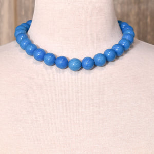 Bright Blue Stone Bead Necklace