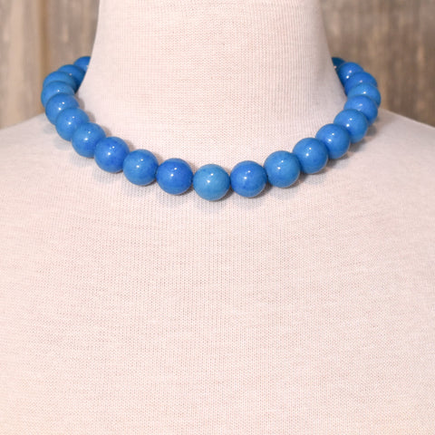 Bright Blue Stone Bead Necklace