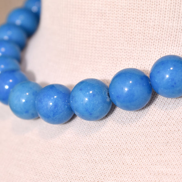 Bright Blue Stone Bead Necklace