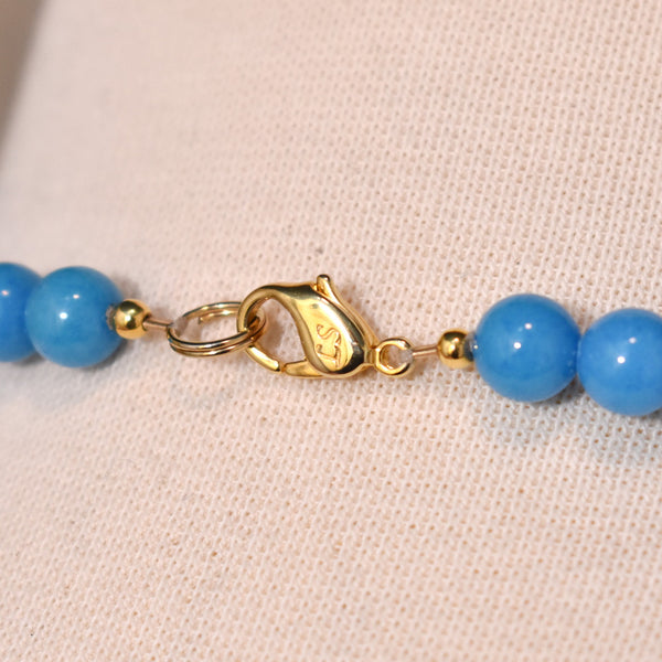 Bright Blue Stone Bead Necklace