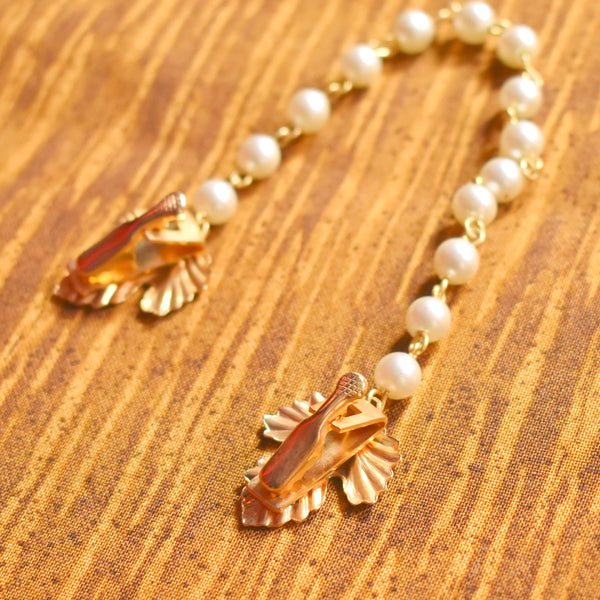 Pearl Chain & Leaf Sweater Clips