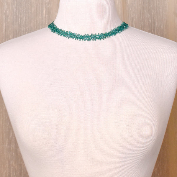 Teal Victorian Style Beaded Choker