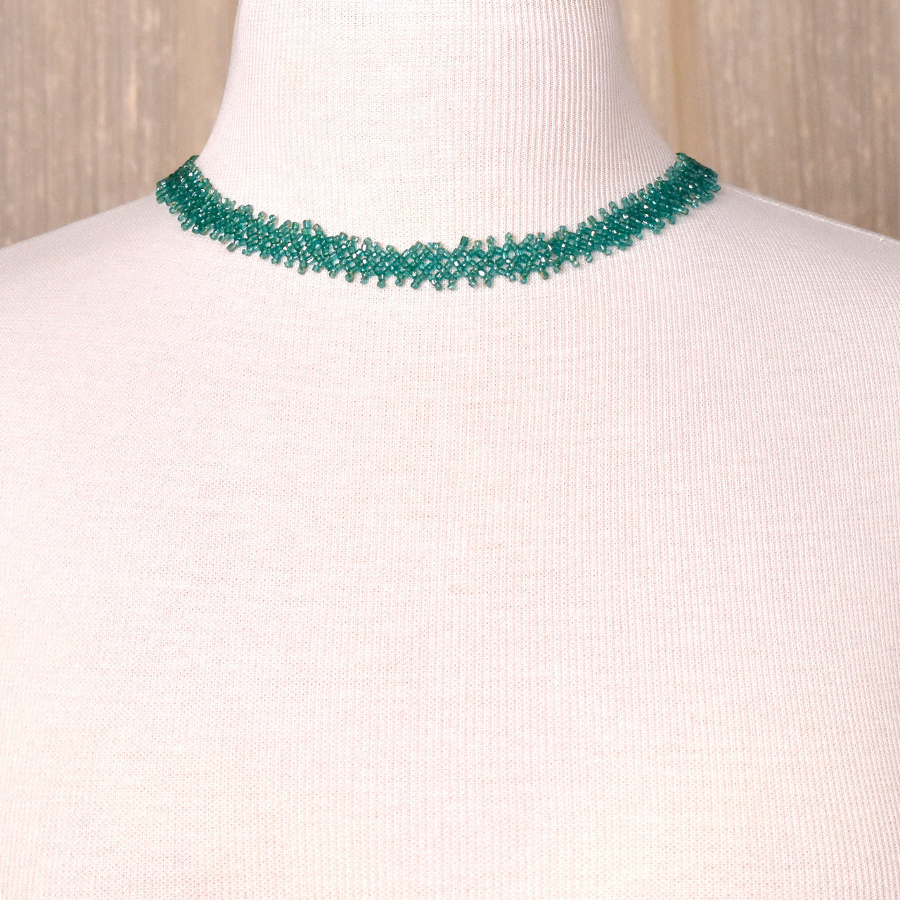 Teal Victorian Style Beaded Choker