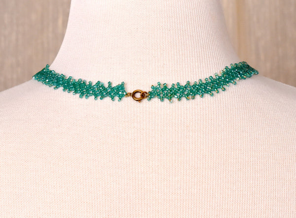 Teal Victorian Style Beaded Choker