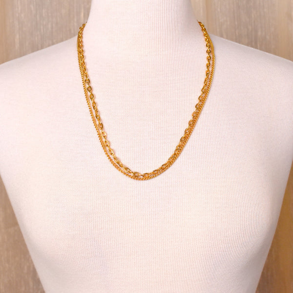 Double Gold Chain Necklace