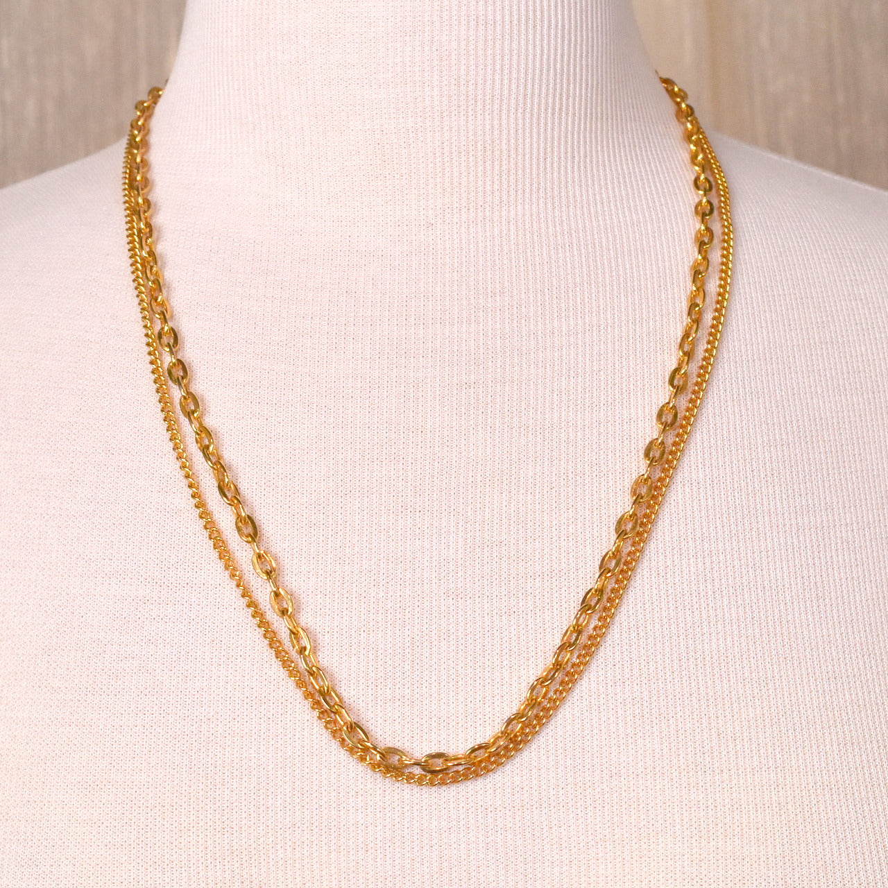 Double Gold Chain Necklace