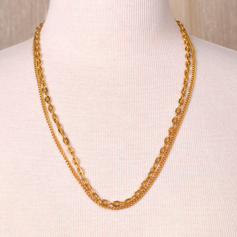 Double Gold Chain Necklace