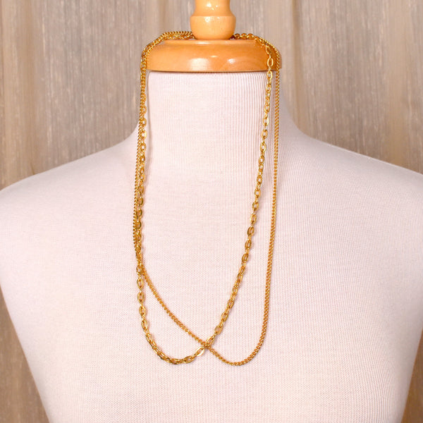 Double Gold Chain Necklace