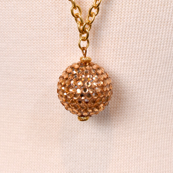 Sparkly Rhinestone Ball Pendant Necklace