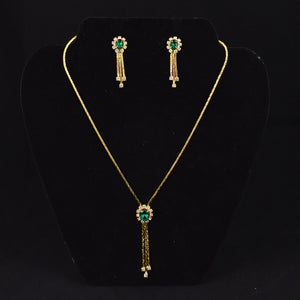 Gold Chain Emerald Rhinestone Jewelry Set