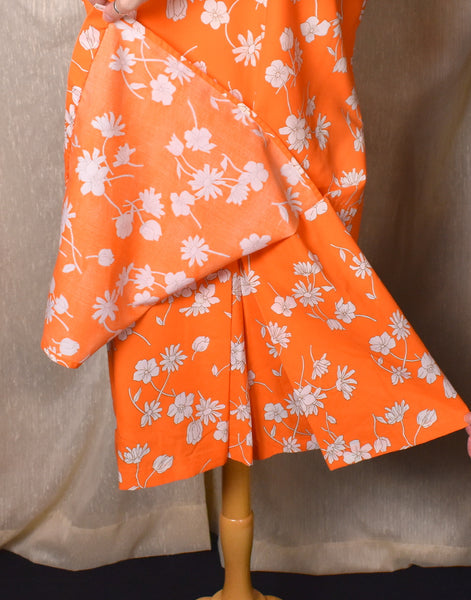 1960s Orange & White Floral Romper