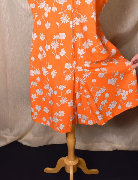 1960s Orange & White Floral Romper
