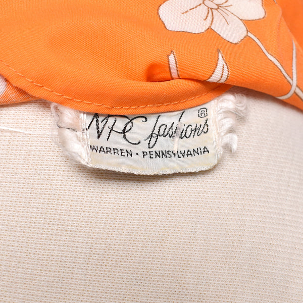1960s Orange & White Floral Romper