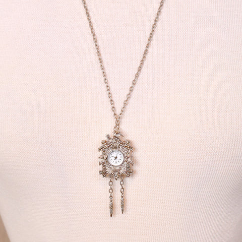 Cuckoo Clock Watch Pendant Necklace