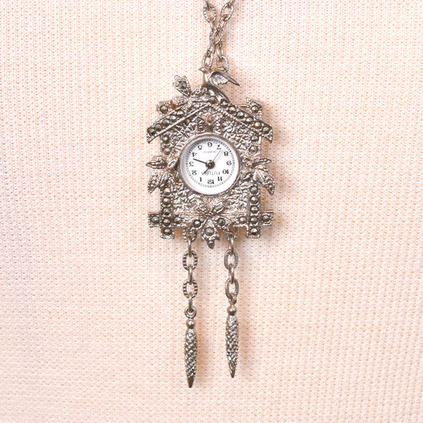 Cuckoo Clock Watch Pendant Necklace