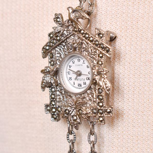 Cuckoo Clock Watch Pendant Necklace