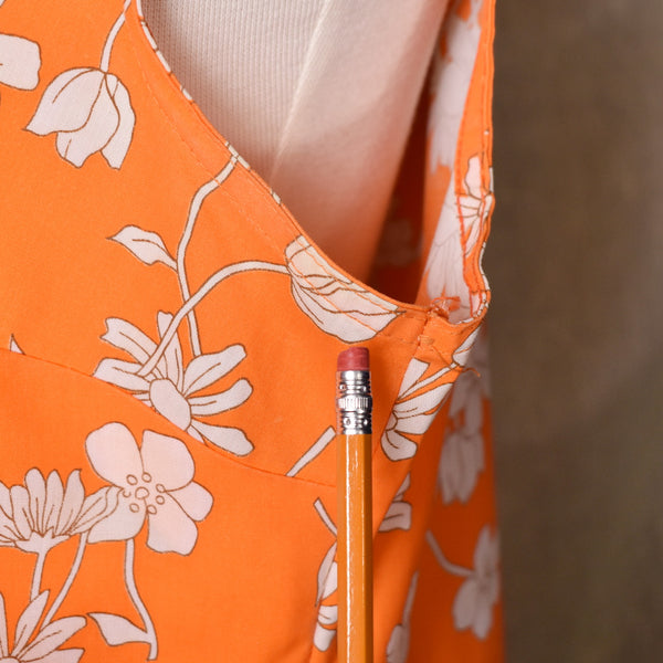 1960s Orange & White Floral Romper