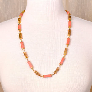 Asian Filigree Coral Necklace