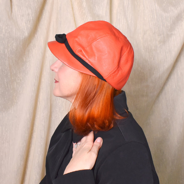 1960s Brick Red Mod Vinyl Cap Hat
